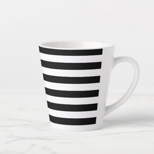 Black  white striped latte mug