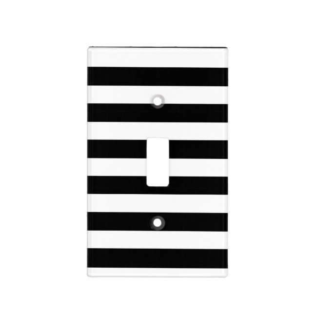 Black & White Striped Light Switch Cover (Front)