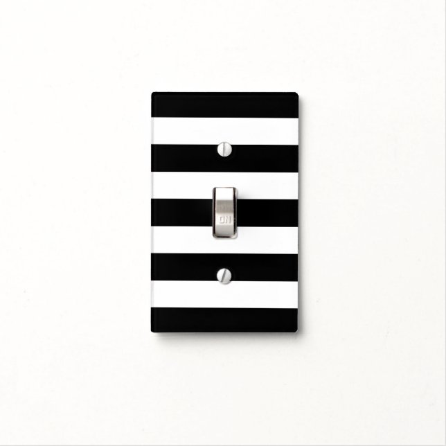 Black & White Striped Light Switch Cover (In Situ)