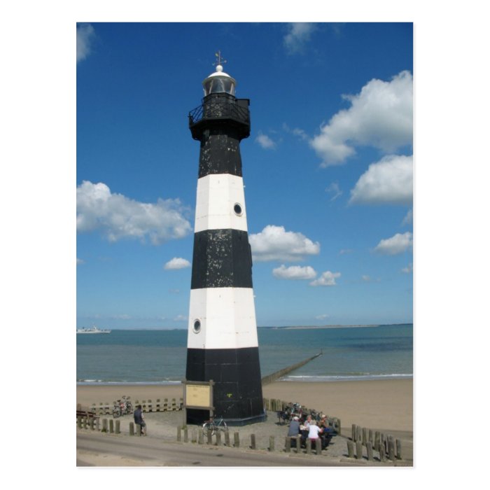 Black White Striped Lighthouse Postcard