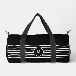 Black & White striped monogram  Duffle Bag