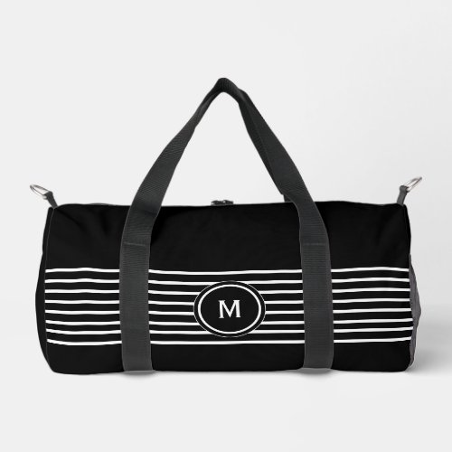 Black  White striped monogram  Duffle Bag