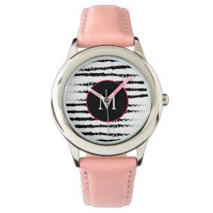 Black white striped Monogram Watch