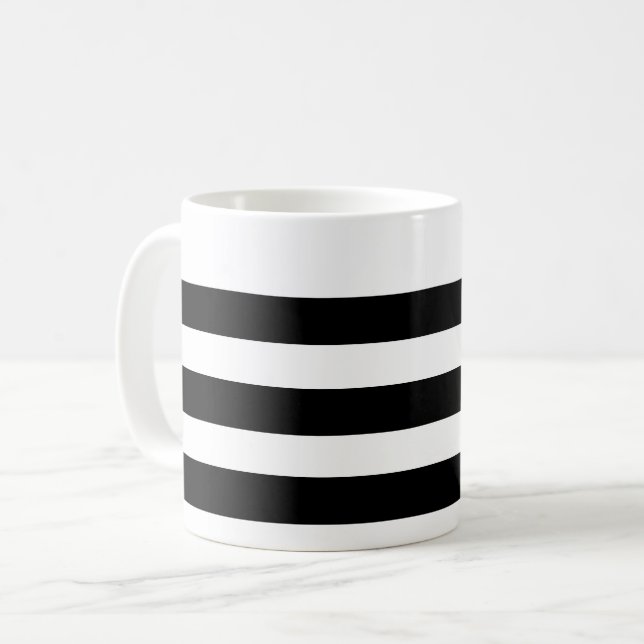 Black & White Striped Mug (Front Left)