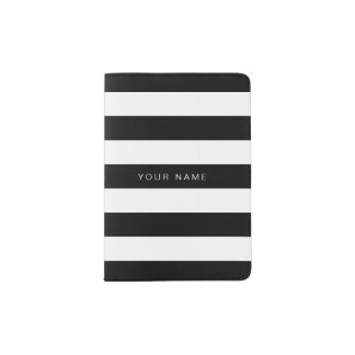 Black & White Striped Passport Holder