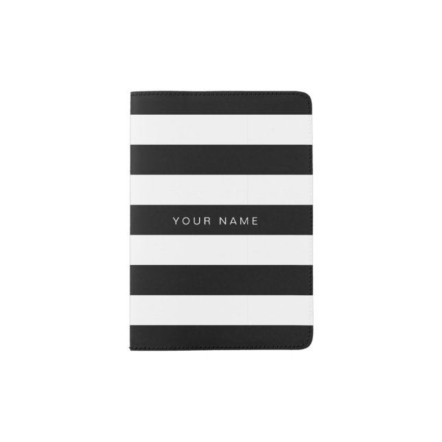 Black & White Striped Passport Holder (Front)