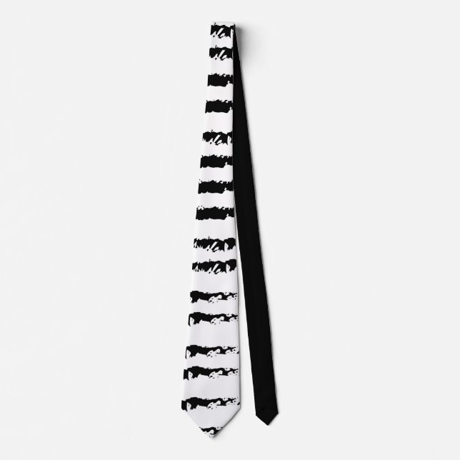Black white striped pattern neck tie (Front)