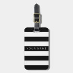 Black &amp; White Striped Personalized Luggage Tags at Zazzle