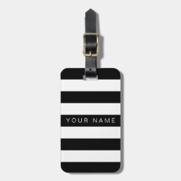Black & White Striped Personalized Luggage Tags