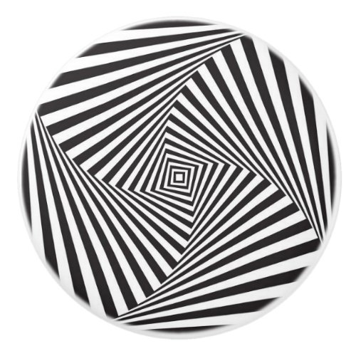 Black  White Striped Pinwheel Ceramic Knob