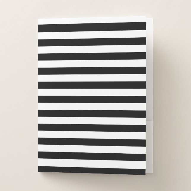 Black & White Striped Pocket Folder (Front)