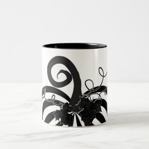 Black & White Striped Pumpkin Chic Autumn Fall Two-Tone Coffee Mug