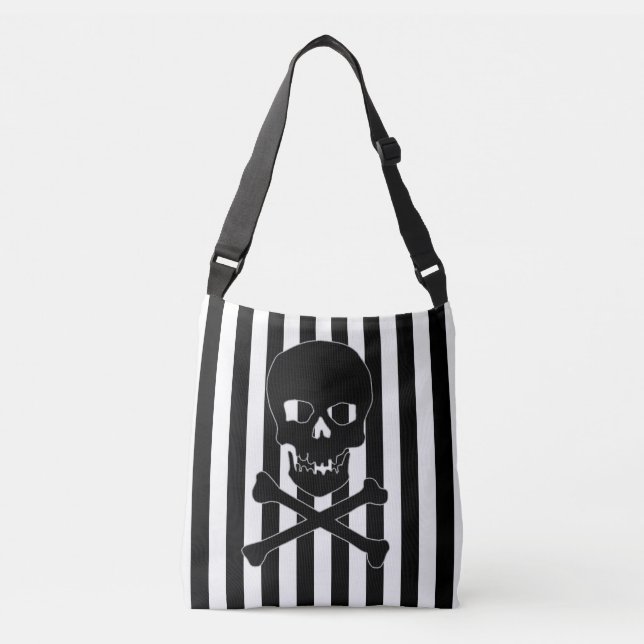 black & white striped skull bag (Front)