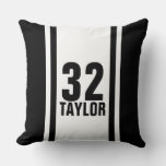 Black &amp; White Striped Sports Jersey Throw Pillow