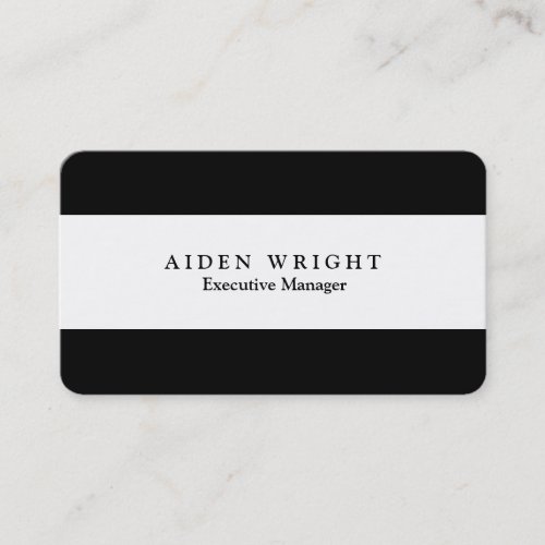 Black  White Striped Stylish Modern Minimalist Business Card