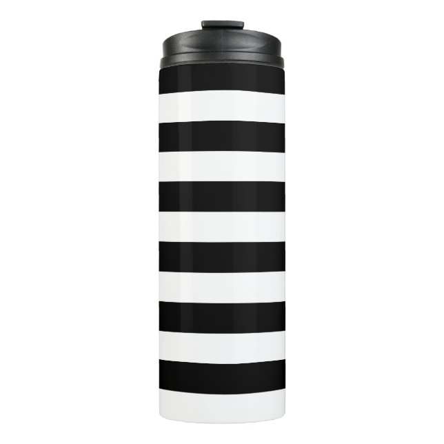 Black & white striped thermal tumbler (Front)