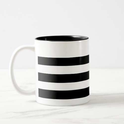 Black  White Striped Two_Tone Coffee Mug