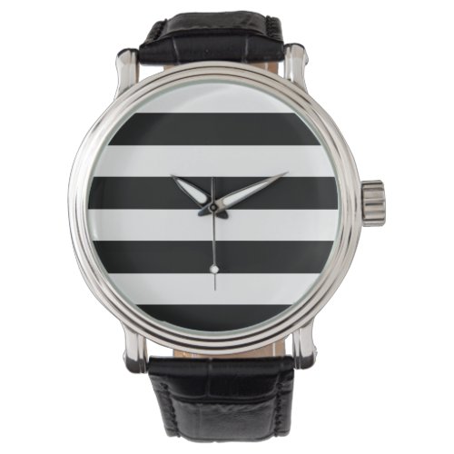 Black  White Striped Watch