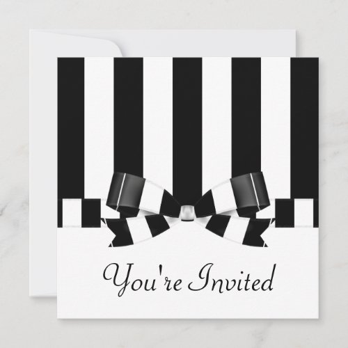 Black &amp; White Striped Wedding Classic Announcement