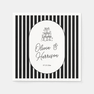 Black White Striped Wedding Napkins
