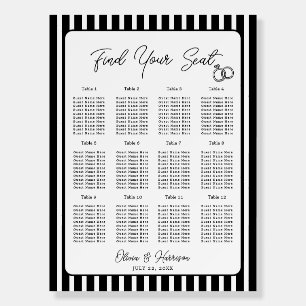Black White Striped Wedding Seating Chart Foam Board