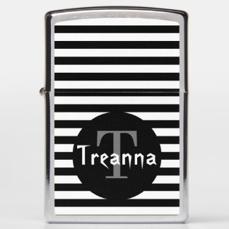 Black & White Striped Zippo Lighter