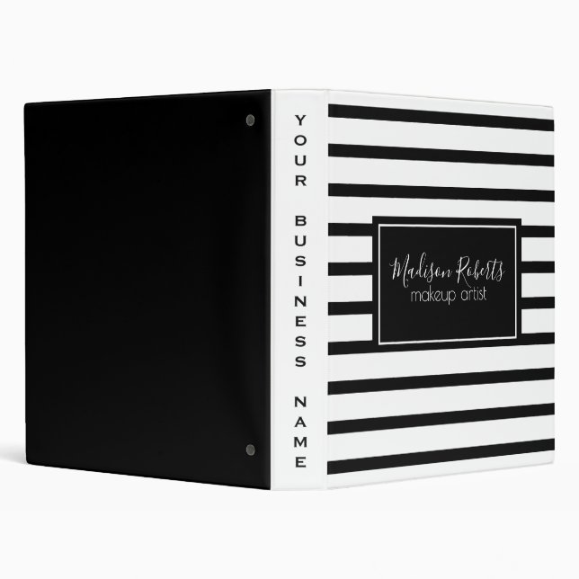 Black & White Stripes 3 Ring Binder (Background)