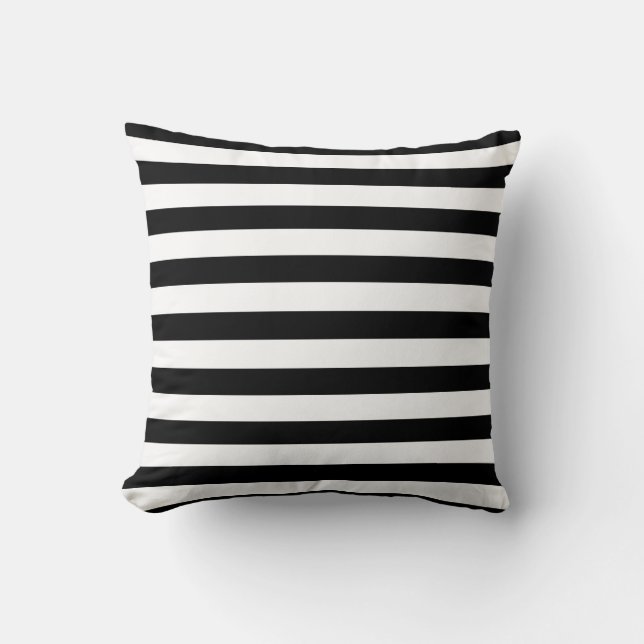  Black + White Stripes Accent    Throw Pillow (Front)