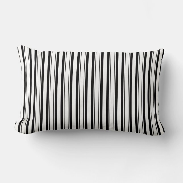 Black & White Stripes (Add 3rd Color) Lumbar Pillow (Front)
