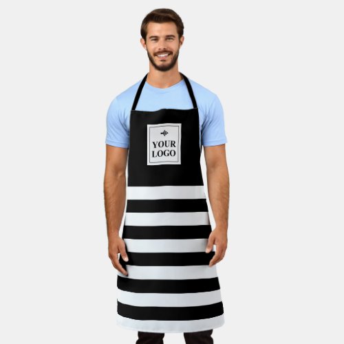 Black White Stripes Add Your Logo Apron