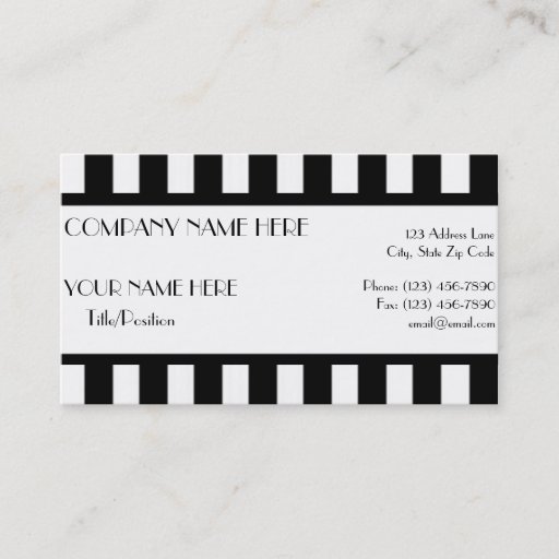 Customizable Black &amp; White Stripes Business Card Template