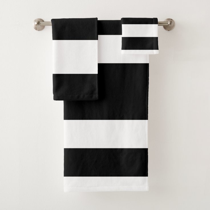 Black White Stripes Bath Towel Set Zazzle