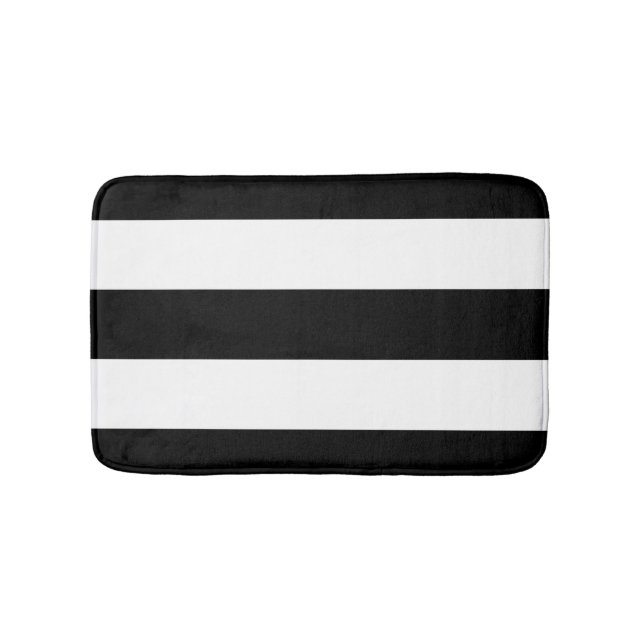 Black White Stripes Bathroom Mat (Front)