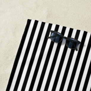Black + White Stripes Beach Towel