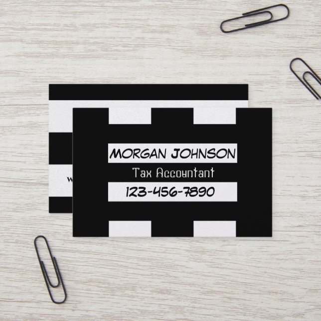 Black White Stripes Business Card (Front/Back In Situ)