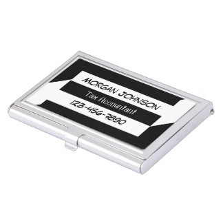 Black White Stripes Business Card Case