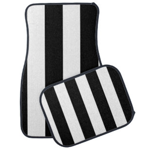 Black White stripes Car Floor Mat