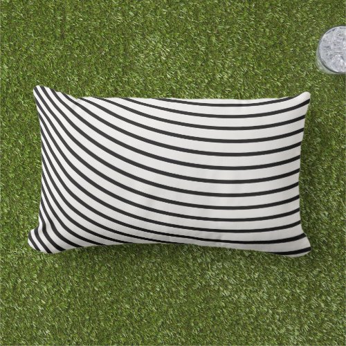 Black White Stripes Curved Pattern Home Decor Gift Lumbar Pillow