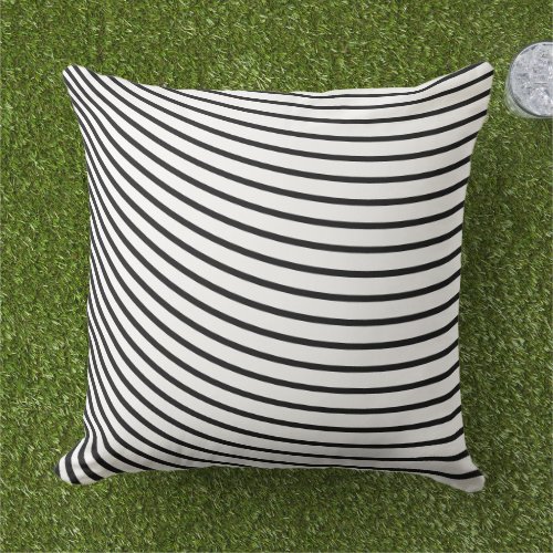 Black White Stripes Curved Pattern Home Decor Gift Outdoor Pillow