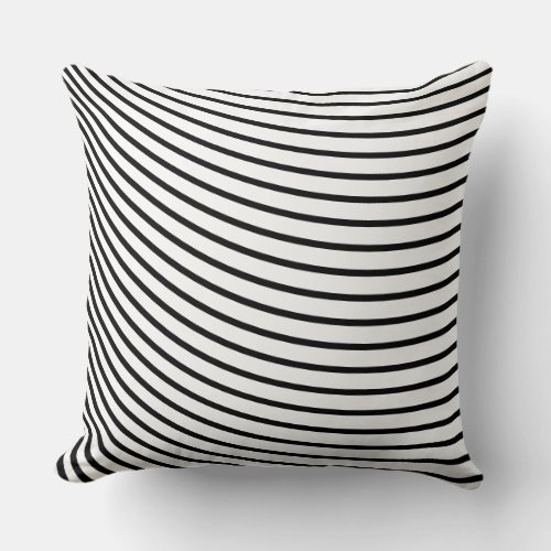 Black White Stripes Curved Pattern Home Decor Gift Throw Pillow