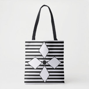 Black White Stripes Diamond Geometric  Tote Bag