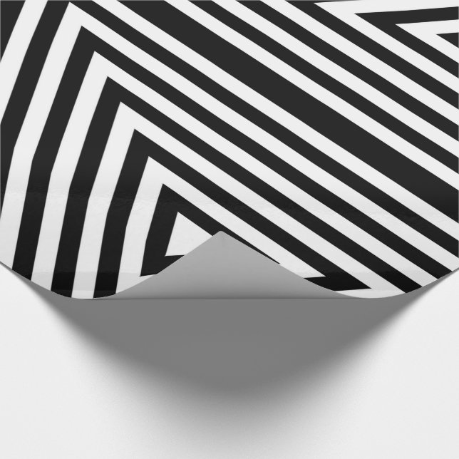 Black White Stripes Diamonds Wrapping Paper (Corner)