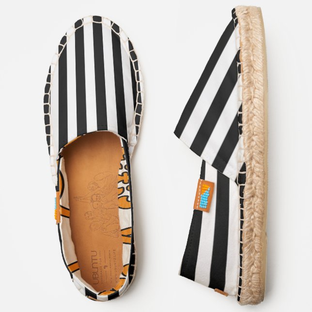 Black White Stripes Espadrilles Shoes (Side)