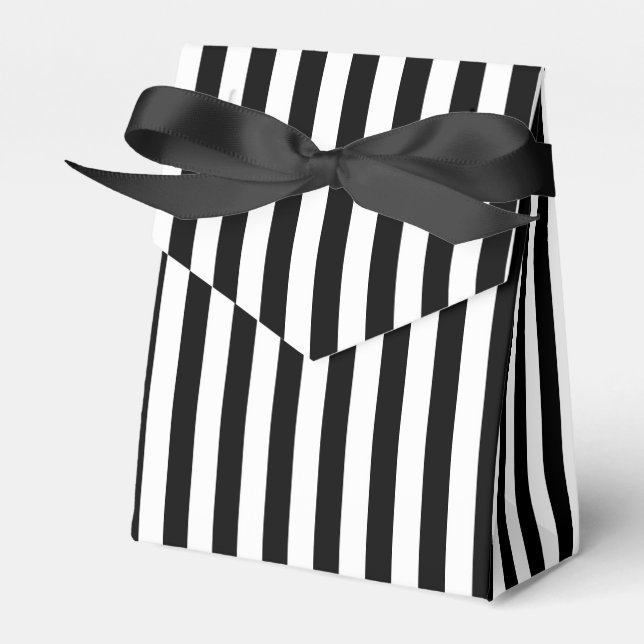 Black White Stripes  Favor Boxes (Front Side)