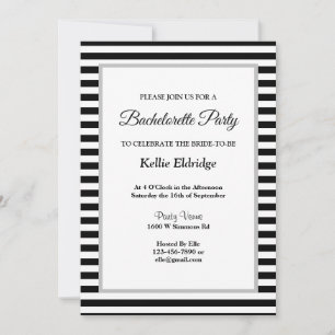 Black/White Stripes Framed Bachelorette Party Invitation
