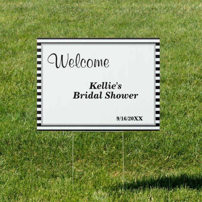 Black/White Stripes Framed Bridal Shower Sign (Insitu)