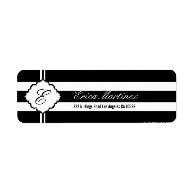 Black & White Stripes Geometric Pattern Label (Front)