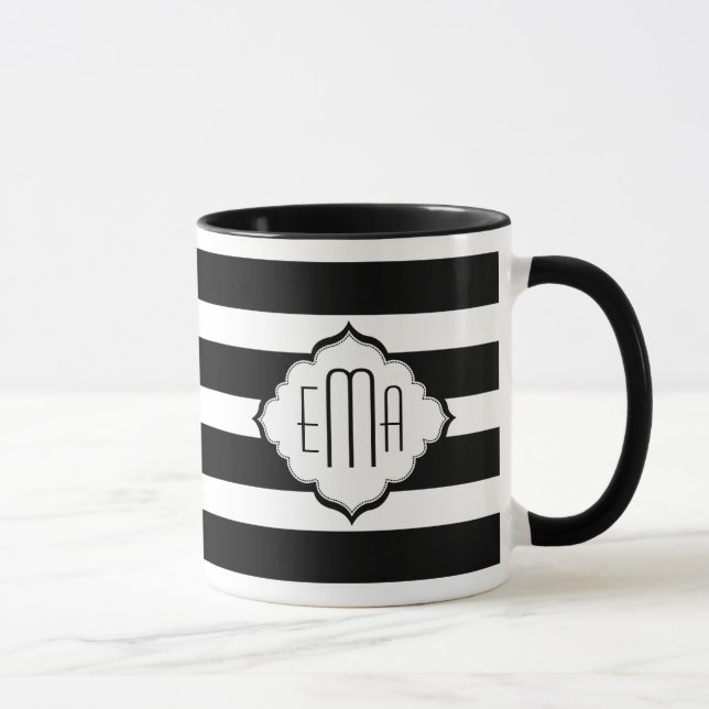 Black & White Stripes Geometric Pattern Mug (Right)