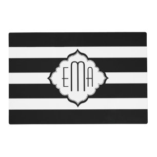 Black & White Stripes Geometric Pattern Placemat