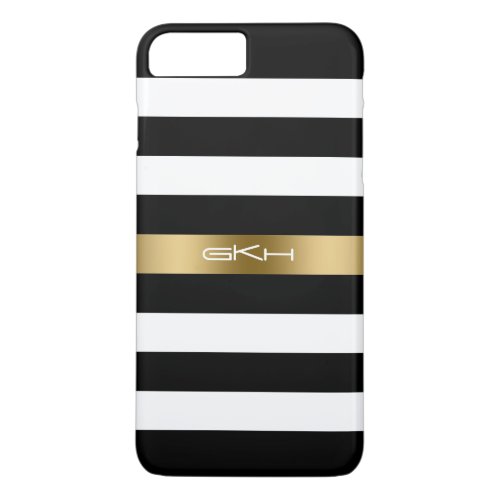 Black  White Stripes Gold Accent iPhone 8 Plus7 Plus Case